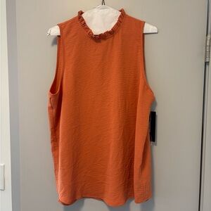 NWT Olivia Grey Burnt Orange Sleeveless Blouse Large